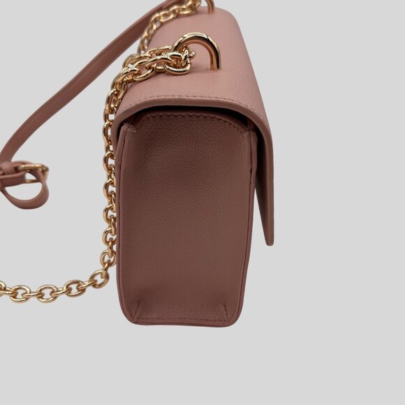 Anne Klein 10" X 6" X 3" Pink Crossbody Bag Faux Leather Gold Chain Flap Bag - Picture 8 of 10